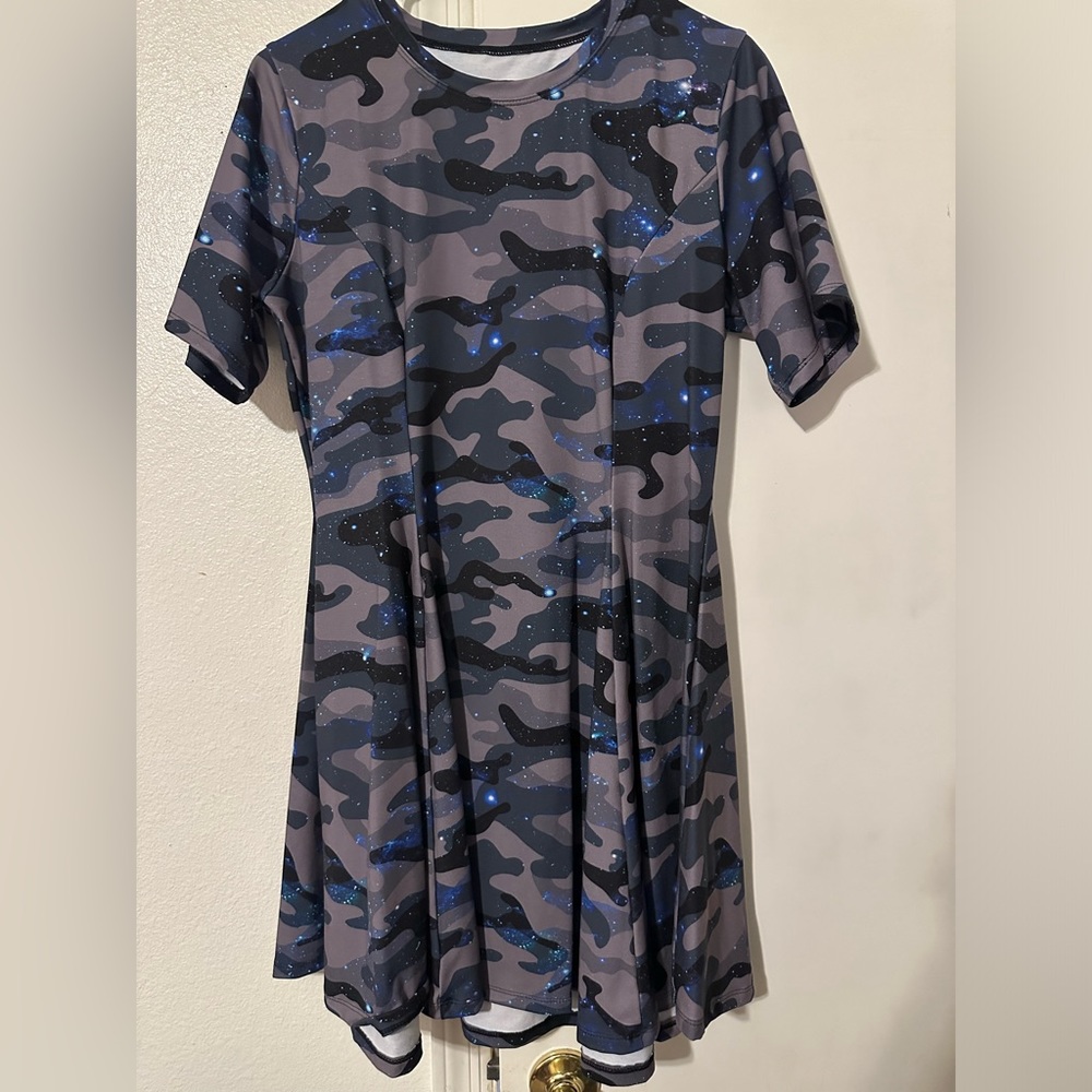 Blackmilk Galaxy Camo Skater Tee Dress